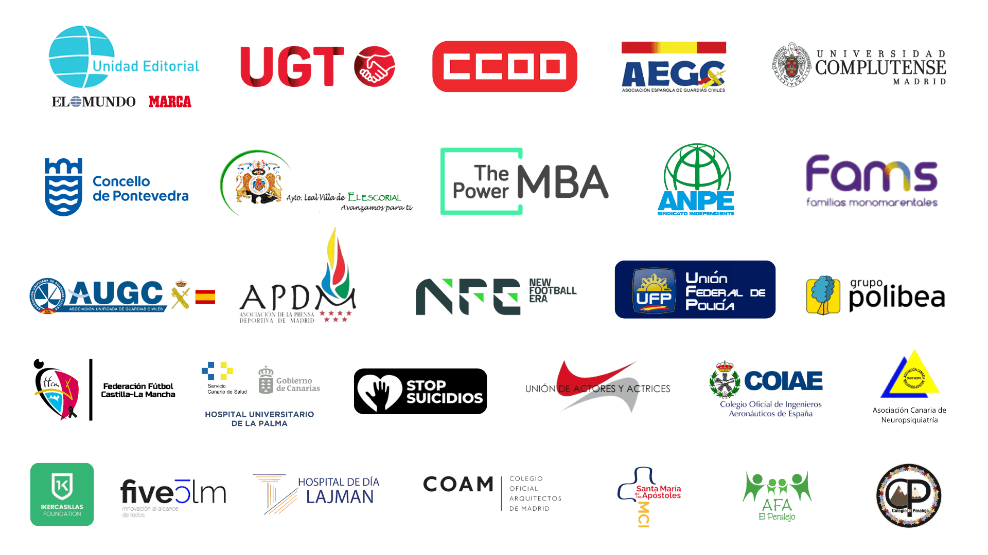Instituciones y organizaciones que confían en Open Mind: empresas, administraciones, organizaciones sanitarias, sociales y deportivas.